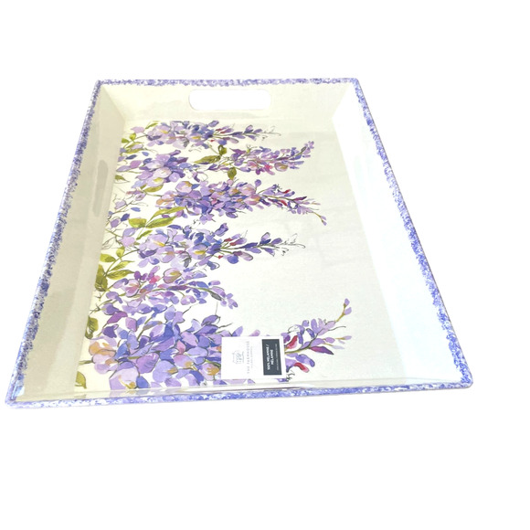 Rachel Ashwell Farmhouse Spring Purple Lilac Floral XL Melamine Tray 14X19 NEW - Picture 5 of 5